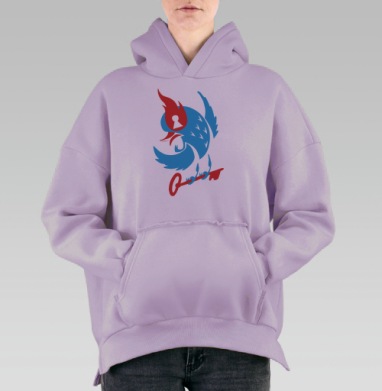 Загадочная птица, Hoodie Oversize Fiolet, утепленная