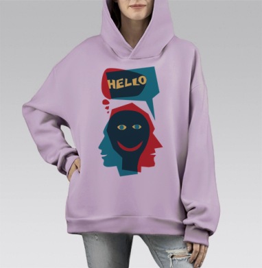 запущеный случай шизофрении, Hoodie Mono Fiolet, оверсайз, утепленная