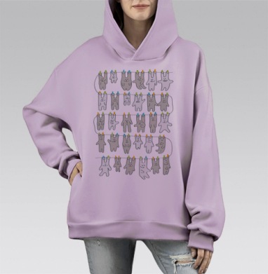 Зайцы деда Мазая, Hoodie Mono Fiolet, оверсайз, утепленная