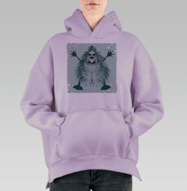 зеленый монстрик, Hoodie Oversize Fiolet, утепленная