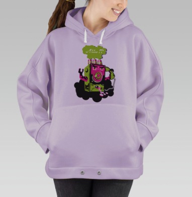 Зеленый телефон с трубкой в комиксном стиле живое существо, Hoodie Oversize Fiolet