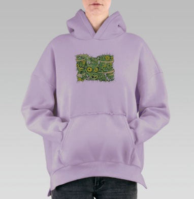 Зубастый голод, Hoodie Oversize Fiolet, утепленная