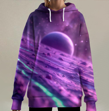 Космос и планеты, Hoodie Long Oversize 3D