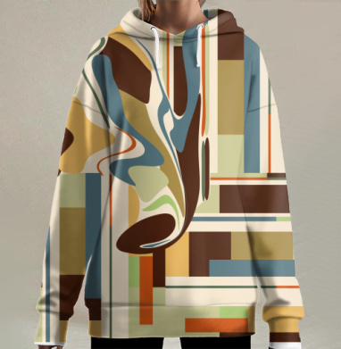 Абстракция -деформация., Hoodie Long Oversize 3D