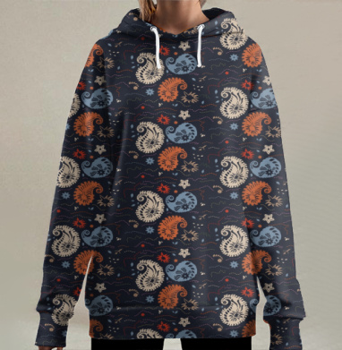 Резные огурцы., Hoodie Long Oversize 3D