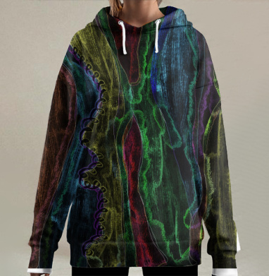 Текстурный поток., Hoodie Long Oversize 3D