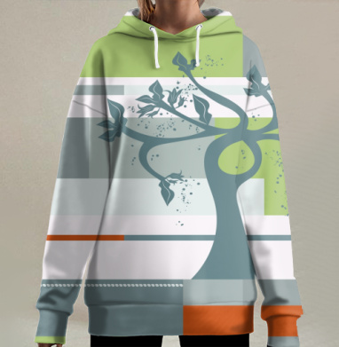 Задумчивое дерево., Hoodie Long Oversize 3D