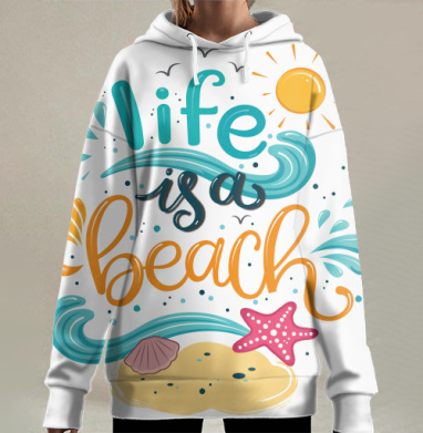 Жизнь - это море, Hoodie Long Oversize 3D
