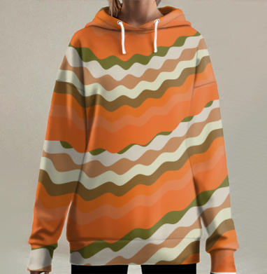 Волнистое ретро., Hoodie Long Oversize 3D
