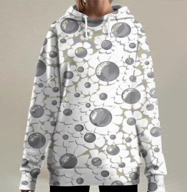 Ромашковая вселенная., Hoodie Long Oversize 3D