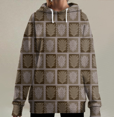 Кофейная стилизация., Hoodie Long Oversize 3D