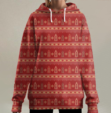 Узор яркий., Hoodie Long Oversize 3D