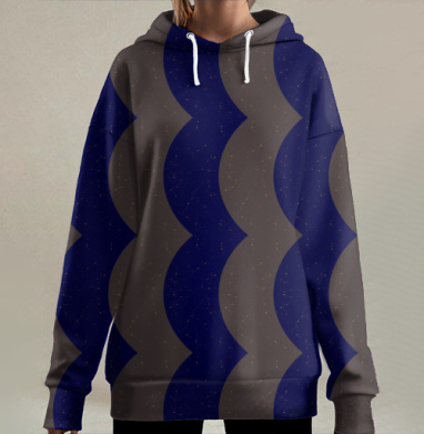 Вертикальные волны., Hoodie Long Oversize 3D