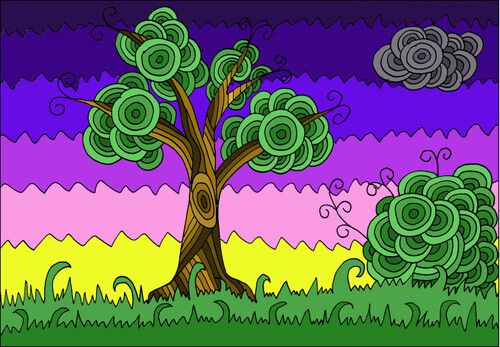 Doodle Sunset / Дудл закат - Магазин футболок lw_pattern - Дизайнерские принты