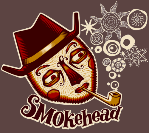 Smokehead Дымоголовый задумчивый мужчина курит трубку узоры дыма - Принты для парней, страница 29 