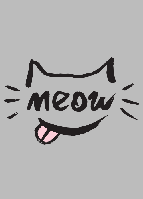 Игривый кот с надписью meow и высунутым язычком - Принты для девушек, страница 7 