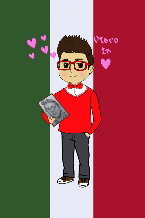 Футболка Piero is ♥ с мультяшным принтом и триколором Италии - Zefirenok