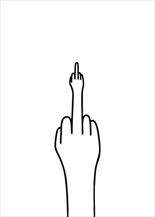 Дерзкая контурная иллюстрация агрессивный жест средний палец - Принты для парней, страница 8 