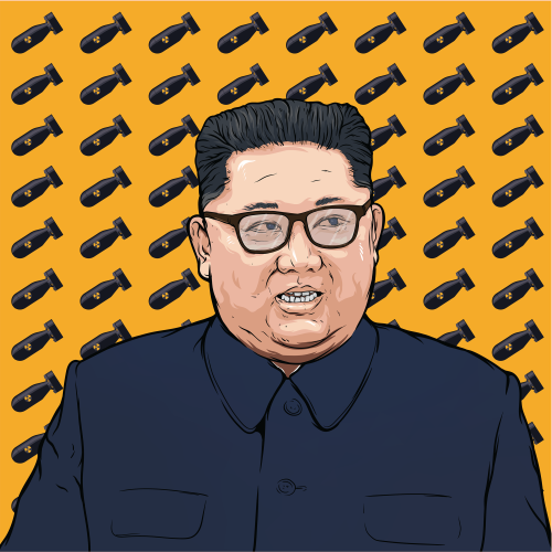 Яркий тревожный сатирический поп арт портрет политика Ким Чен Ын - Принты для парней, страница 7 