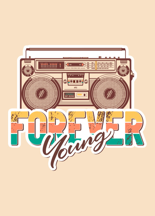 Ретро бумбокс FOREVER Young винтажный принт - Принты для парней, страница 6 