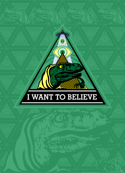 Велоцираптор Иллюминат с Надписью I WANT TO BELIEVE - Принты для парней, страница 20 