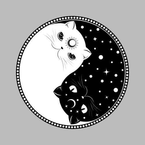 Символ Инь-Ян с двумя котами — гармония и баланс - Принты для девушек, страница 2 