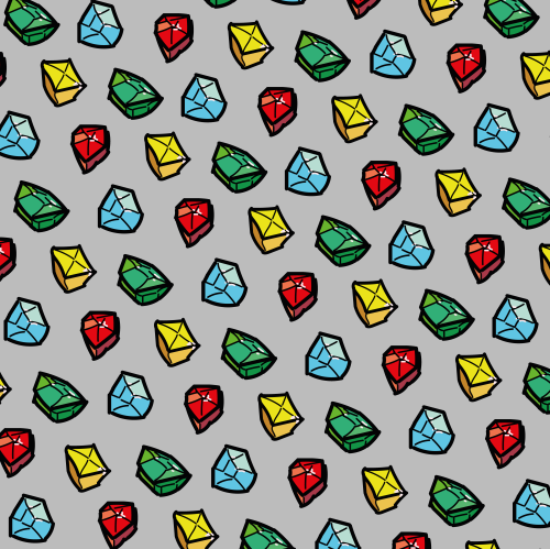Нарисованные яркие граненые драгоценные камни на сером фоне паттерн / Drawn bright faceted gemstones on gray pattern - Магазин футболок crazycolors