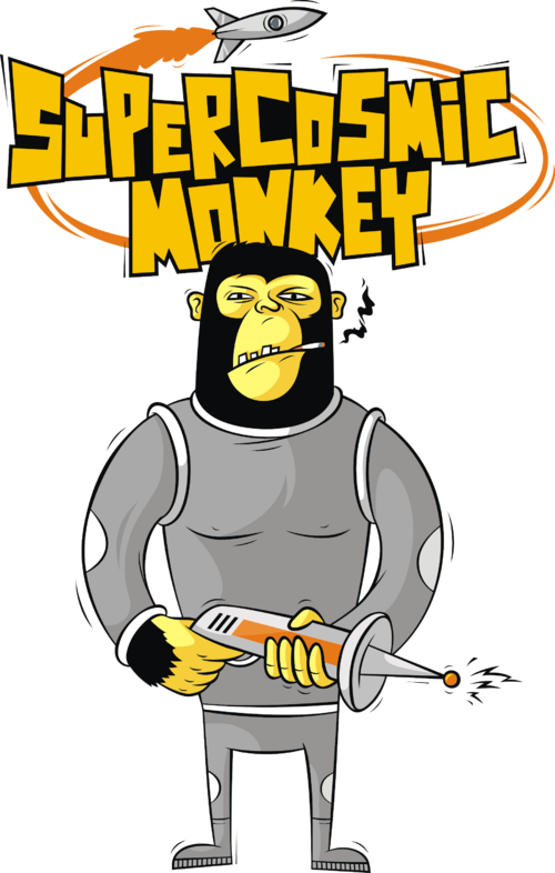 Горилла космонавт в ретро шлеме с бластером MONKEY СУПЕРКОСМИЧЕСКАЯ ОБЕЗЬЯНА - Принты для парней, страница 25 