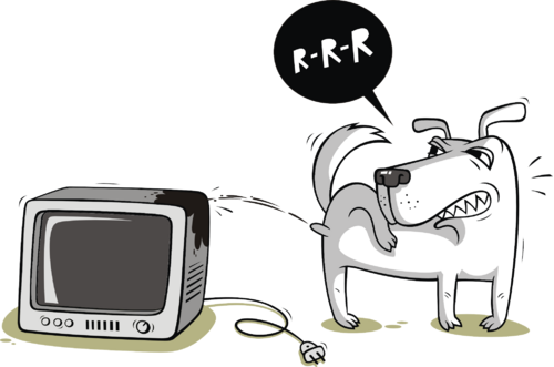Angry Dog Peeing on Old Television – Злой пес писает на старый телевизор - Принты для парней, страница 25 