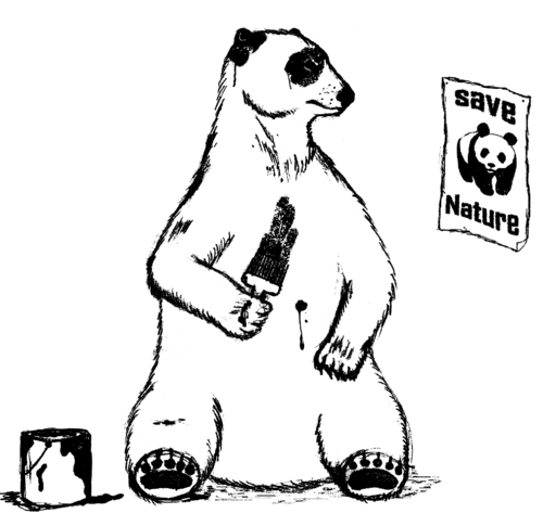 White Polar Bear Paints Itself Black To Look Like Panda / Спаси Природу Сейчас - Принты для парней, страница 25 