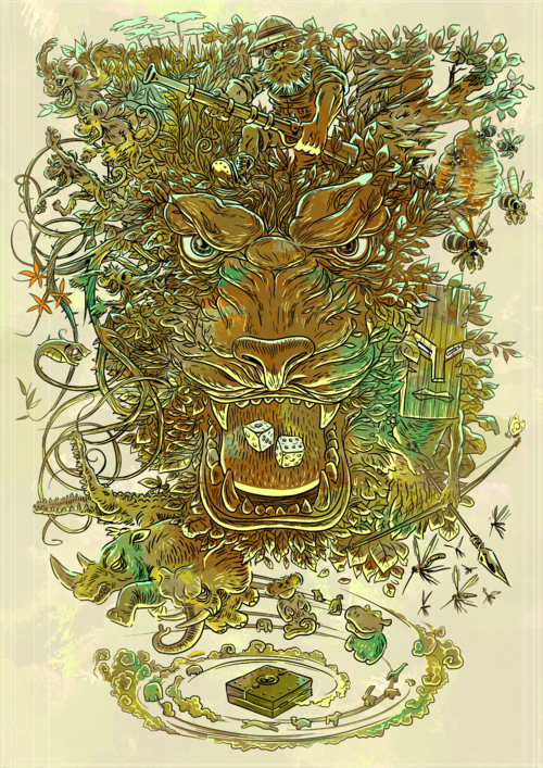 Иллюстрация африканской природы и охотника / Illustration of African nature and hunter - Принты для парней, страница 22 
