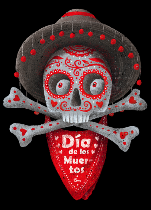 Череп с сомбреро Día de los Muertos яркий арт - Принты для парней, страница 21 