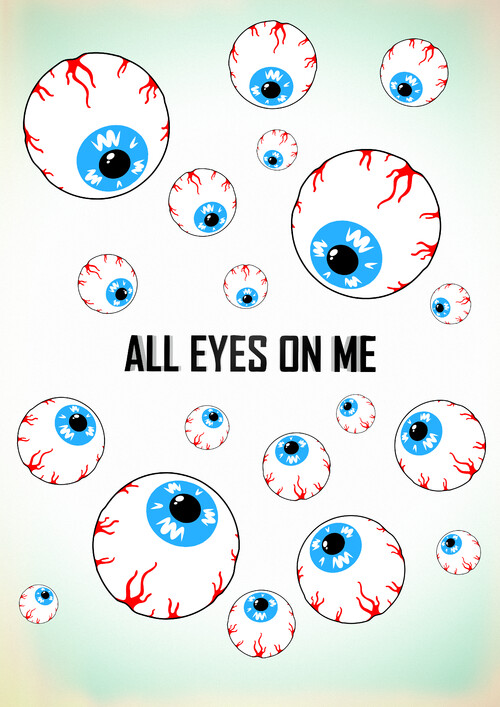 Футболка с сюрреалистичными глазами и надписью ALL EYES ON ME - Магазин футболок leshavoodoo - Дизайнерские принты
